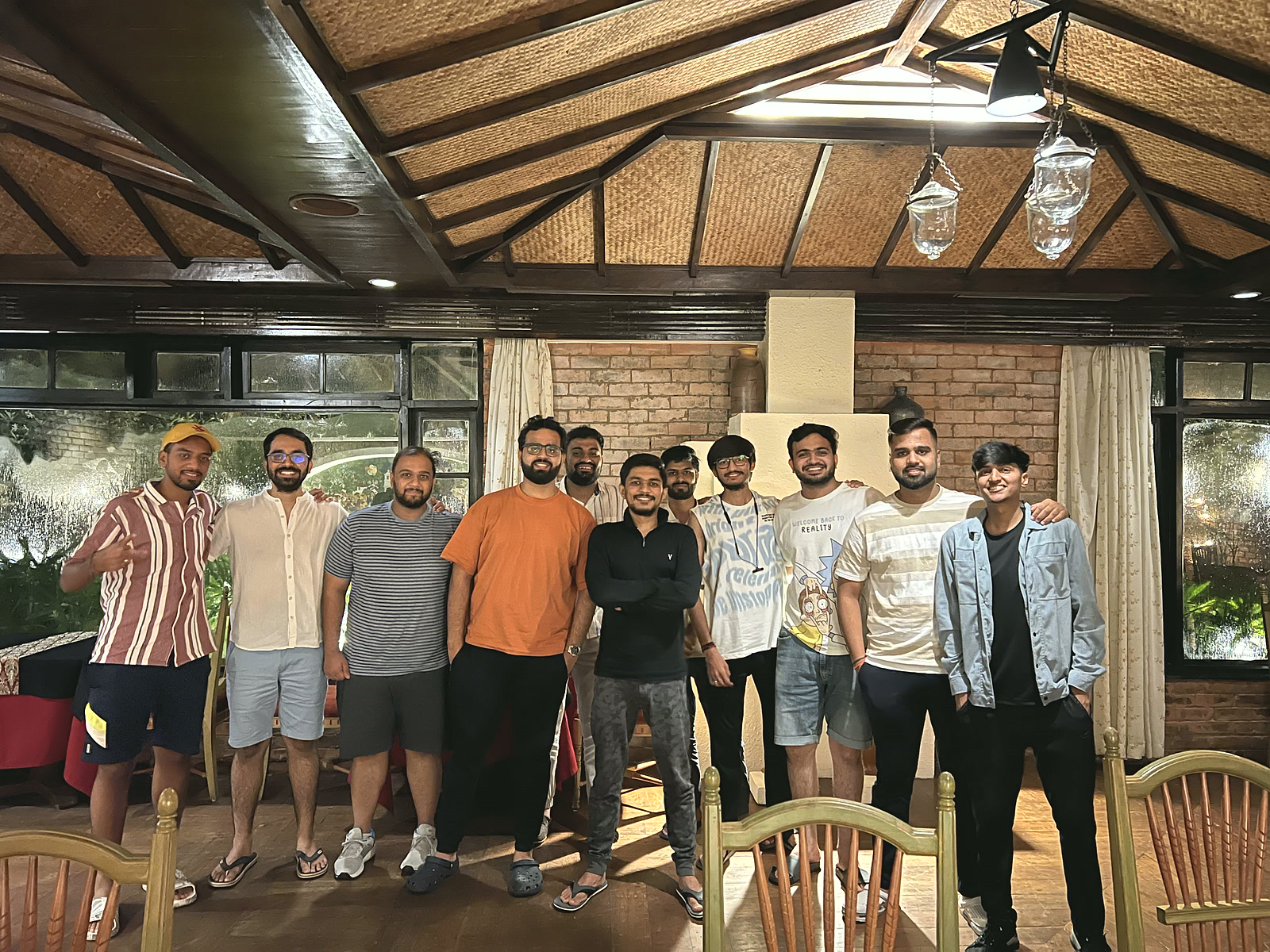 The team together at a team dinner
